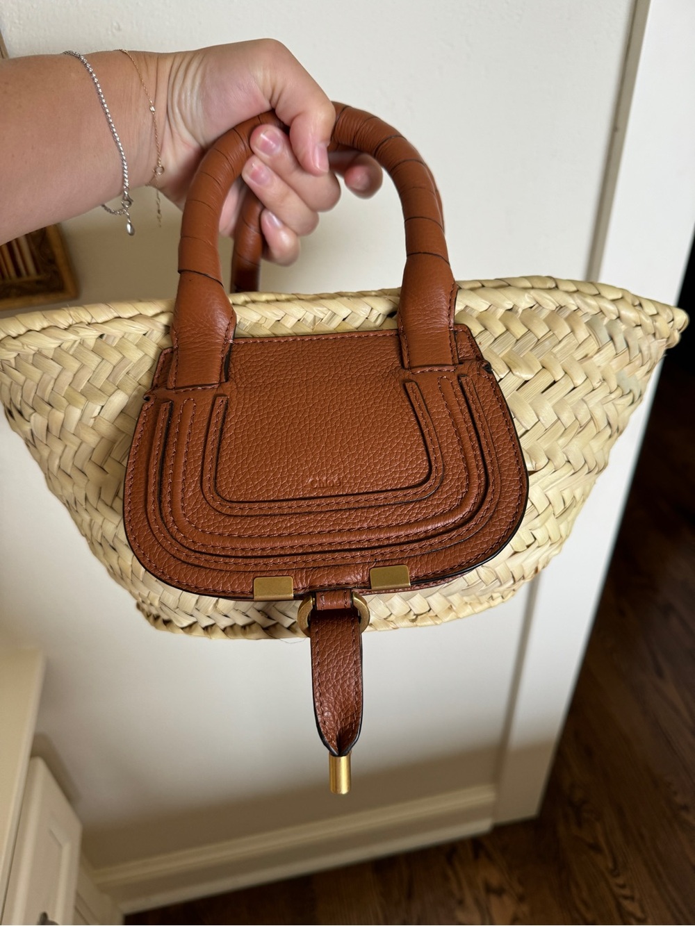 Chloé Woven Palmetto Straw Tote with Brown Leather Trim - Picture 5 of 8